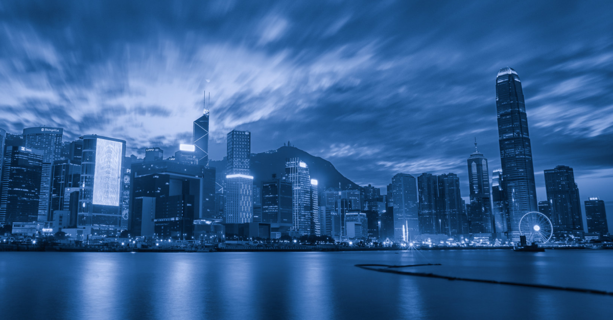 Hong Kong island in blue/white